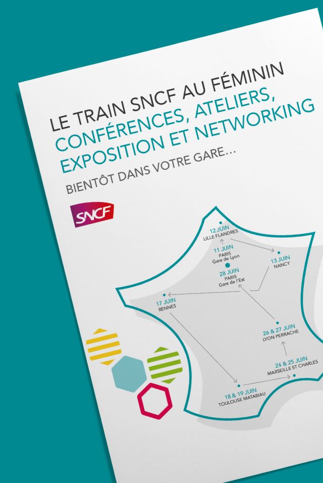 Flyer SNCF créé par l'Agence Oscar et Clémentine